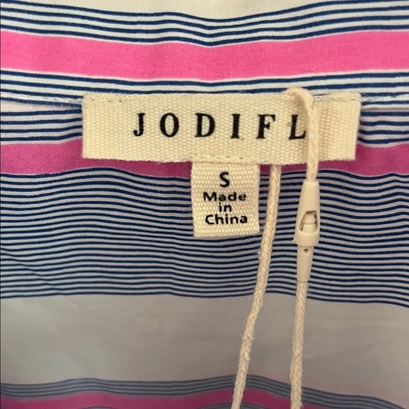 JODIFL Blue and Pink Striped Button-Down Shirt NWT - Picture 2 of 11
